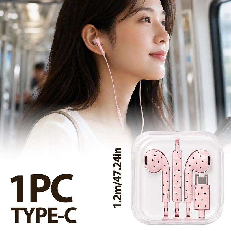 Cute Polka-dot Star Type C Ear - Usb C Earphone recension och pris