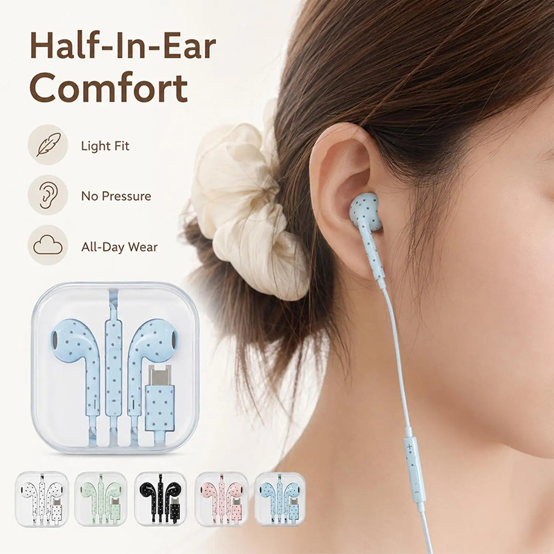 Cute Polka-dot Star Type C Ear - Usb C Earphone recension och pris